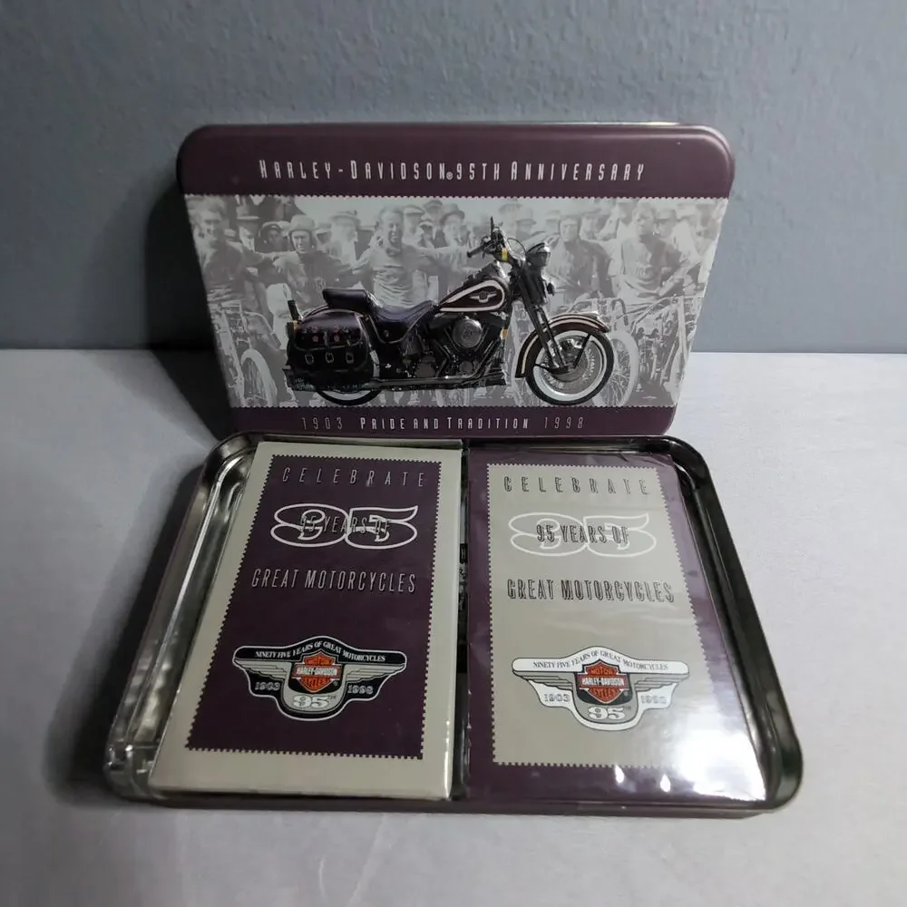 Lot of 3 Collectable Vintage Harley Davidson Playing Cards and Tins New Sealed